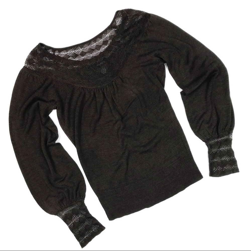 Arden B Dark Brown Silk Blend Knit Top
